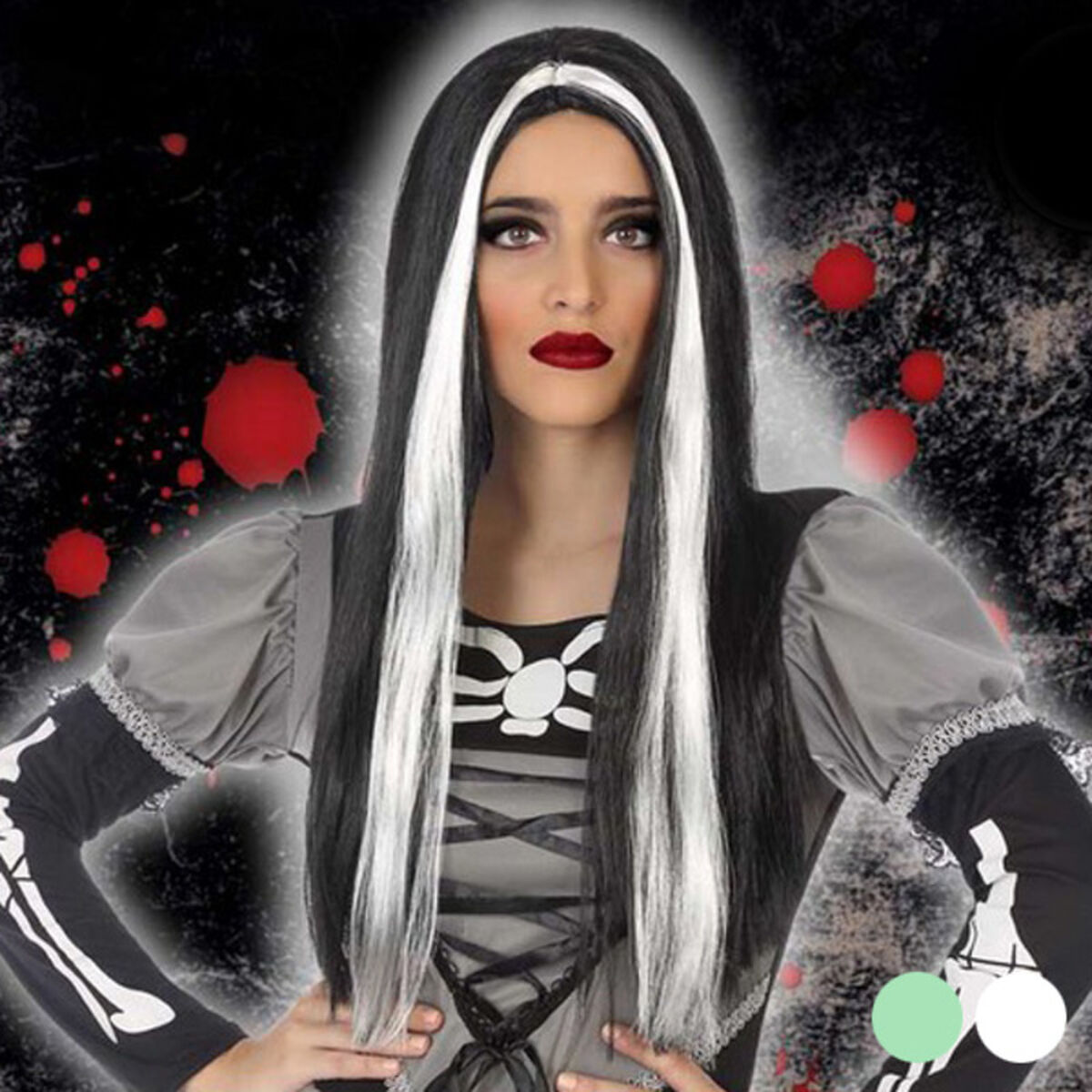 Halloween Wig 118189 (60 cm) White Black Green Green